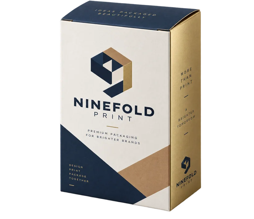 Illustration of a folding carton with a metallic panel and printed board